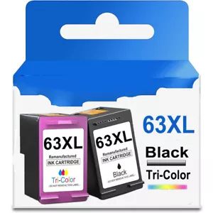 2PK 63XL XXL Black Tri-Color Ink Cartridge for HP OfficeJet Envy DeskJet Printer - Picture 1 of 5