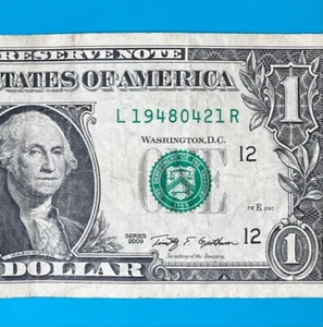1948 April 21 (L 19480421 R) BIRTHDAY Note $1 One Dollar Bill - Picture 1 of 4