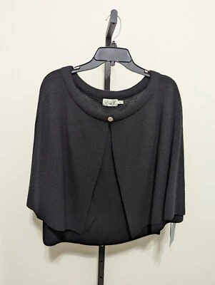 Eliza J Women's Black Sweater Formal Wool Cape/Wrap Capelet Poncho One Size - Image 1 of 4
