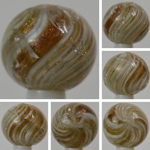 Handmade White Onionskin Lutz Marble, Larger 3/4 in, Polished, Germany, S1336 - Picture 1 of 8