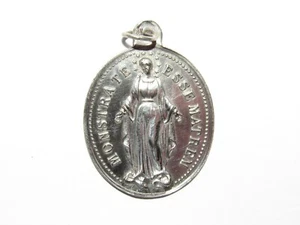 ANCIENNE MÉDAILLE RELIGIEUSE PENDENTIF MARIE EN ARGENT MASSIF DATEE 1925 - Imagen 1 de 2