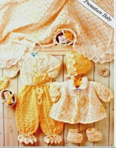 VINTAGE COPY Premature Baby / Doll Knit.Pattern 25-31 cm / 9-12" 4 ply - Picture 1 of 3