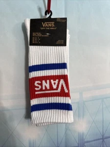 Vans Unisex Retro Red White & Blue Crew Skateboard Socks Size 6.5-9 (1 Pair) NEW - Picture 1 of 6