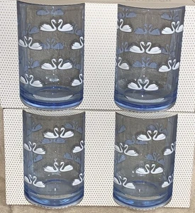 Cupcake S & Kaschmir Schwäne Gläser 4 Gläser 18 Oz Rubel Hellblau 5" Hoch - Bild 1 von 3