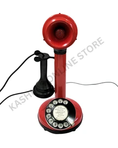 Retro Red Candlestick – Vintage Rotary Dial Working Telephone for Decoration . - Picture 1 of 14