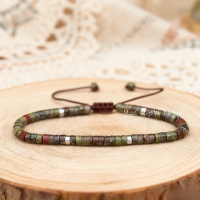 Natural Dragon Blood Stone Healing Reiki Gemstone Bracelet Gift for Men Women - Image 1 of 2