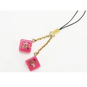 LOUIS VUITTON Bracelet Charm Accessoire Téléphone Inclusion Cube Téléphone Portable Rose - Photo 1 sur 8