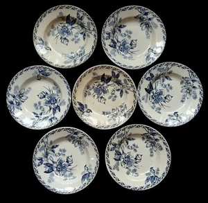 7 Anciennes Assiettes Creuses Terre De Fer Décor Floral vaisselle ancienne - Bild 1 von 15