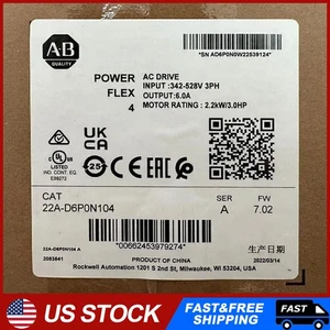 New Factory Sealed AB 22A-D6P0N104 PowerFlex 4 2.2kW 3Hp AC Drive - Picture 1 of 5