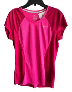 Nike Running Woman’s Wine & Pink Dri-Fit Mesh Shirt SZ: Medium - Picture 1 of 4