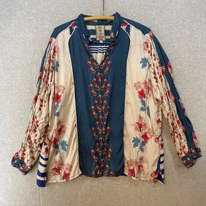 Johnny Was Seidenbluse Damen XXL geblümt gestreift • Knopfleiste - Bild 1 von 11