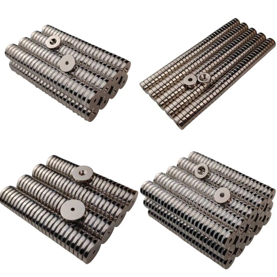 MARKENLOS Neodym Ring Magnet (Scheibe) mit Loch/Bohrung und Senkung 10mm/15mm/20mm N45/N52