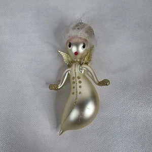 Vtg 5.5" De Carlini Gold Angel w/ Wings Italian Blown Glass Christmas Ornament - Picture 1 of 14