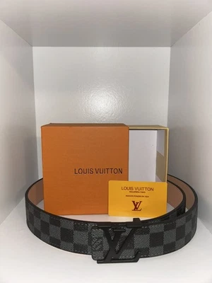 Louis Vuitton Men's Leather Belt 42/105 LV Damier  Black Black Buckle - Image 1 of 2