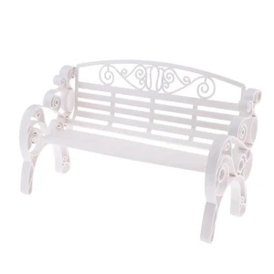 White Garden Patio Park Bench 1:6 Scale Dollhouse Miniature Furniture - Picture 1 of 6