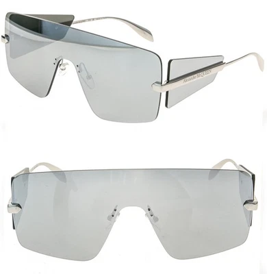 Gafas de sol ALEXANDER MCQUEEN AM0460S plateadas con máscara protectora de metal espejado 0460 002 Foto 1 de 4