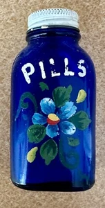 Vintage Genuine Phillips Milk of Magnesia Tablets Cobalt Blue Glass Bottle 3.5" - Picture 1 of 9