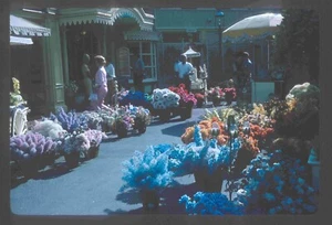 Kodachrome 1965 Slide Disneyland CA Flower Market letrero arcade de cristal A21 - Imagen 1 de 1
