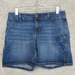 Maurices Shorts Womens 8 Blue Denim Flat Front Slash Pocket Casual Bermuda - Picture 1 of 8