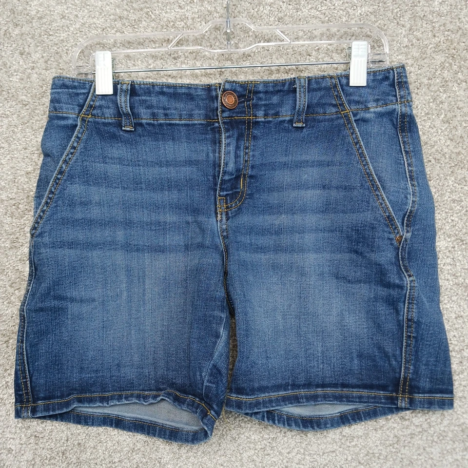 Maurices Shorts Womens 8 Blue Denim Flat Front Slash Pocket Casual Bermuda - Image 1 of 4