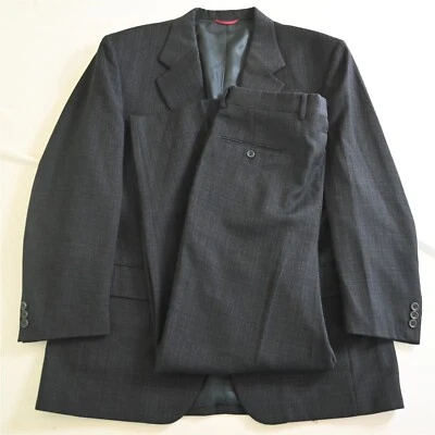 Vtg Jos A Bank USA Made 42R 34x30 Blue Gray Check 100% Wool Mens Suit - Image 1 of 4