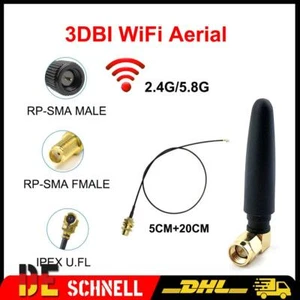 1x WLAN Antenne 3dbi 5cm RP-SMA WiFi Antenne Für WiFi Pigtail Router PC - Bild 1 von 10