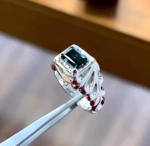 Natürlicher Indicolith Turmalin Ring, 925 Sterling Silber Turmalin Ring für Herren - Bild 1 von 3
