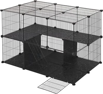 EUGAD DIY Freigehege mit Bodenplatten Kleintiergehege Kaninchenkäfig Katzenkäfig