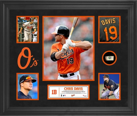 Chris Davis Baltimore Orioles Framed 5-Photo Collage w/Piece of GU Ball Cover