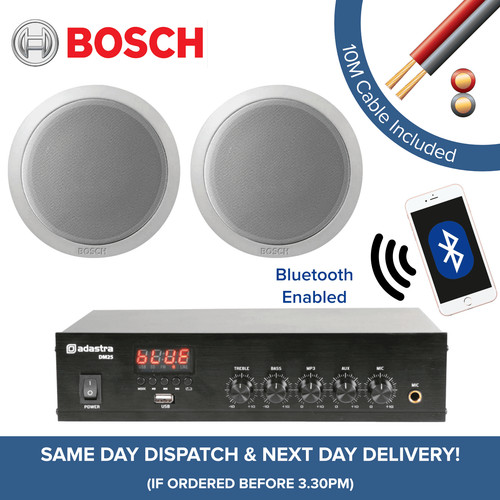 Bosch Bluetooth Music System for Cafe, Restaurant, Shop - Amp + Ceiling Speakers