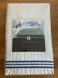 Hotel Collection Tuxedo Embroidery Cotton Euro Sham in Cobalt Blue/ White - NEW - Picture 1 of 3