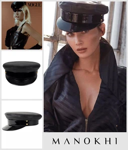 Ladies Womens Hat Manokhi Officers Size S Small 55 cm Leather High Shine - Picture 1 of 13