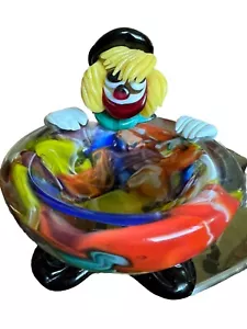 CIOTOLA POSACENERE CLOWN VINTAGE MURANO SOFFIATA A MANO VENEZIANA METÀ SECOLO - Foto 1 di 9