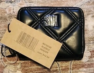 Portafoglio Steve Madden Small Indexer SM Logo Modello Trapuntato Nero Nuovo con etichette - Foto 1 di 2