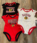 NWT Girls Chicago Blackhawks Set of 3 One Piece Logo Creeper Outfits 18 Months