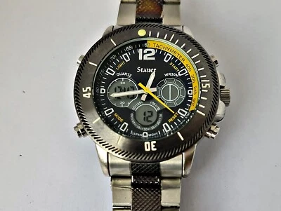 RELOJ PARA HOMBRES VINTAGE AUTÉNTICO STAUER HYBRID DIGITAL WR30 JAPÓN MOVT 20410 Foto 1 de 4