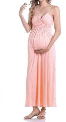 New Beachcoco Maternity Sweetheart Spaghetti Strap Maxi Party dress Peach M - Image 1 of 4