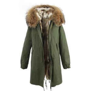 UNISEX PIEL AUTÉNTICA PIEL AUTÉNTICA PARKA ABRIGO CHAQUETA LAVADORA OSO CHAQUETA ABRIGO CONEJO MAPACHE - Imagen 1 de 11