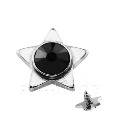 14G 5mm Star CZ Center Surgical Steel Internally Threaded Dermal Anchor Top Part - Image 1 of 2