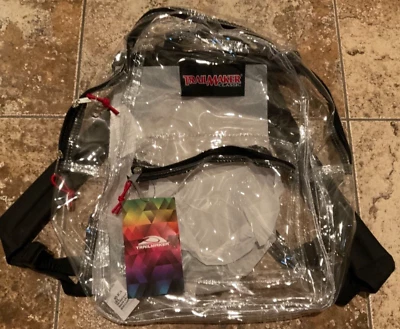 MOCHILA CLÁSICA TRAILMAKER TRANSPARENTE CON RIBETE NEGRO NUEVA CON ETIQUETAS Foto 1 de 4
