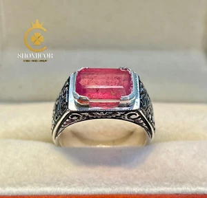 Handgefertigter Ring mit natürlicher Rubingravur - ein schönes Geschenk mit Sorgfalt gefertigt - Bild 1 von 7