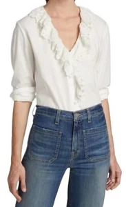 Nili Lotan Everett Designer Bluse Shirt Top elfenbein weiß Spitzenkragen S 350 $ - Bild 1 von 19
