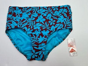 Lands' End Swimsuit Bottom Women’s 10 High Waisted Turquoise Havana NWT - Picture 1 of 12