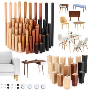 4X Wood Table Legs Tapered Square Oak Beech Table Chair Stool Chest Sofa 9 Size - Picture 1 of 32