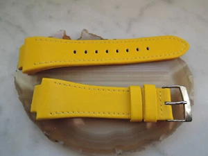 Leder Uhrenarmband Ersatzband Rundanstoss gelb 24/16 mm  b9 - Bild 1 von 1