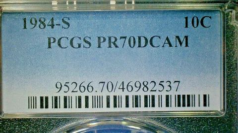 4TH OF JULY SALE --U.S. UNC. 1984-S PCGS PR70DCAM ROSY CLAD DIME-KM#195a Cover