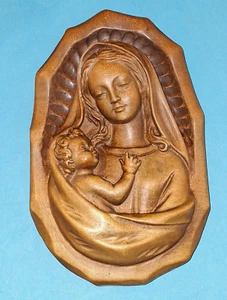 schöne Holzfigur geschnitzt, Maria mit Kind, Relief, 18 cm, Handarbeit, TOP 80J - Bild 1 von 4