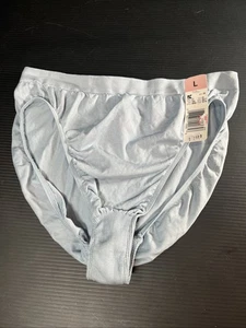 Vtg KMart Blue Gray Nylon Hi Cut Bikini Panties Sz Large NWT Wide Thong - Picture 1 of 10