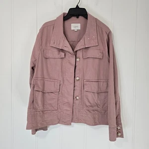 LOFT Leinen Baumwolle Cropped Patch Pocket Jacke Dusty Pink Größe L - Bild 1 von 9