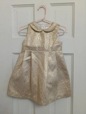 Vestido Gymboree Niña Talla 12-18 M Dorado Metálico Vacaciones Boda Fiesta Iglesia C3 Foto 1 de 4